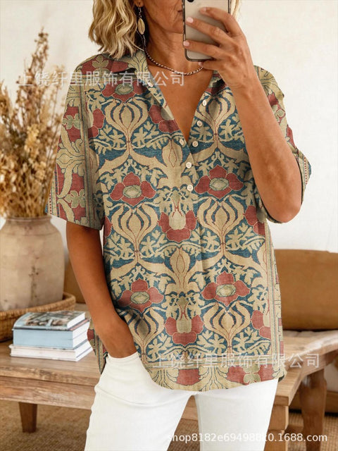 Summer shirt button-down collar pullover top m302960