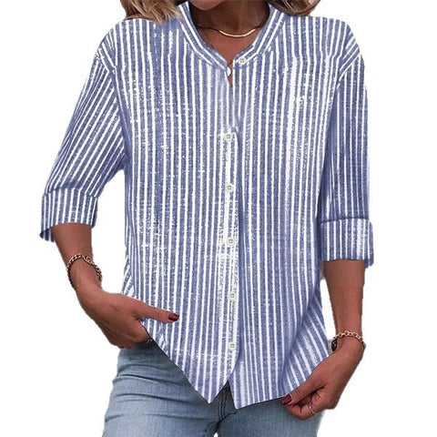 Women's long-sleeved loose 3D digital printing button-down shirt m302466