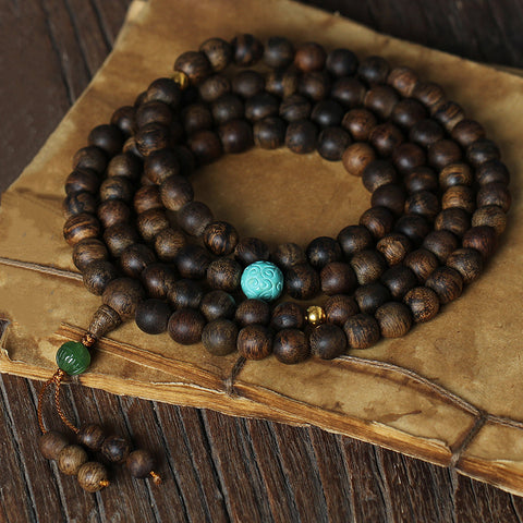 Nha Trang agarwood bracelet 8mm108 Buddha beads men's and women's bracelets DIY turquoise jasper accessories simple atmosphere m3331318
