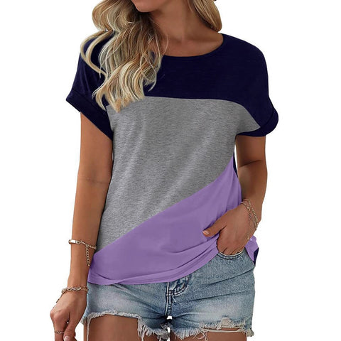 Color matching crew neck versatile casual women's top m302620