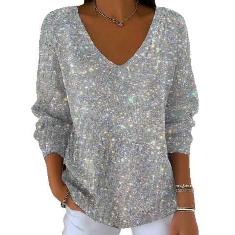 New V-neck long-sleeved pullover 3D digital printing Valentine's Day women's top T-shirt m302419