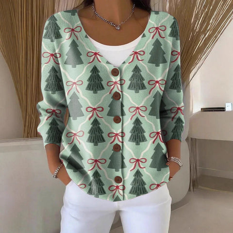 Button women's printed long-sleeved top m302156