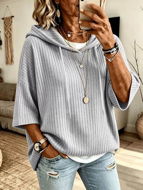 Knitted new hooded drawstring sweater polished pit strip with loose m302996