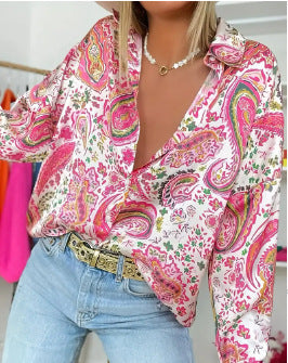 Long Sleeve Shirt 3D Sequin Gradient Print Loose Casual Top m302406