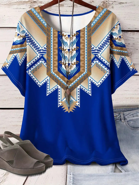 Retro printed cotton short-sleeved T-shirt early spring new versatile crew neck bottoming shirt m301287