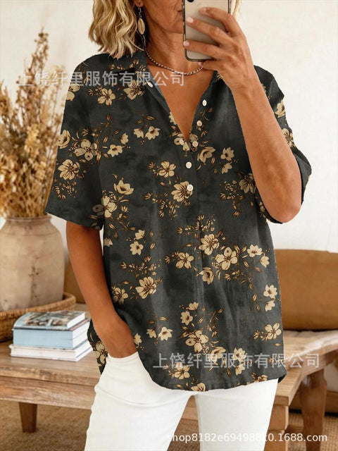 Summer shirt button-down collar pullover top m302960