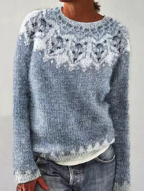 New sweater crew neck color matching loose fashion pullover knitted sweater m300454