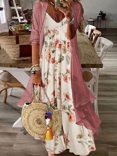 Holiday suspender long skirt Indian style swing skirt two-piece set m302893