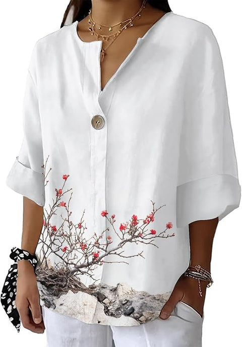 Fashion Women's Coconut Button Long Sleeve Shirt m302752
