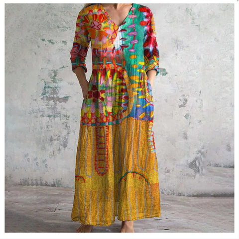 3D print summer urban casual loose dress women m301037