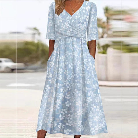 Summer v-neck pocket dress m302897