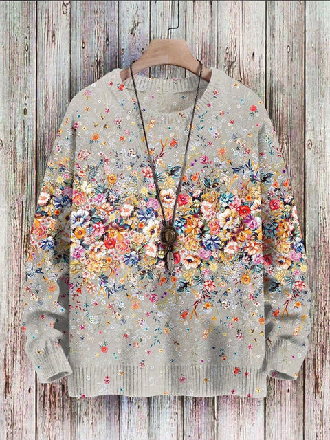 Casual floral 3D printed crew neck sweater m302127