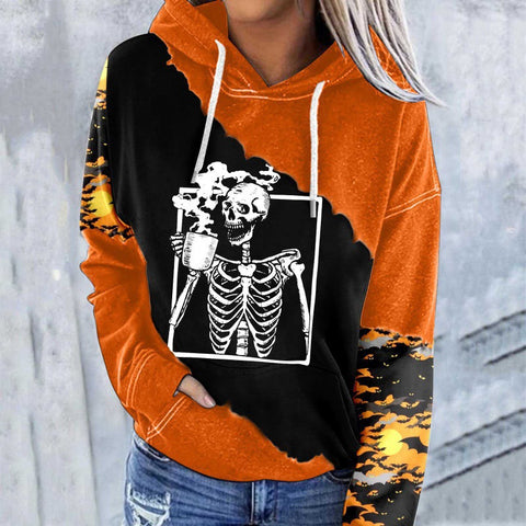 Casual Graphic Tops Long Sleeve Halloween Face Printed Hoodies M800009