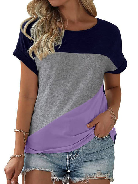 Color matching crew neck versatile casual women's top m302620
