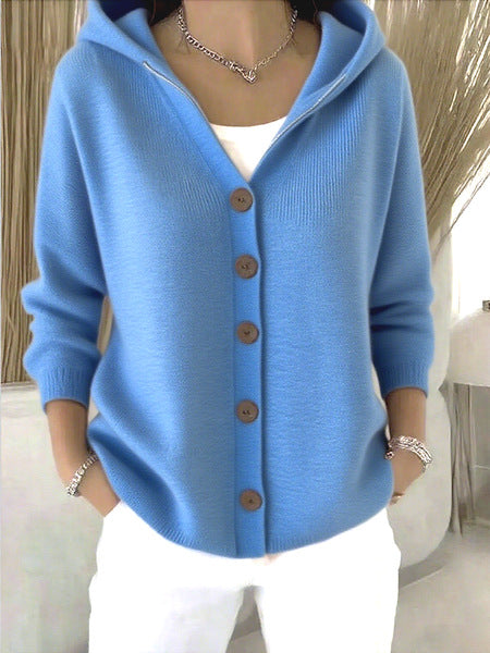 Knitted hooded cardigan sweater jacket fashion women's clothing m302657