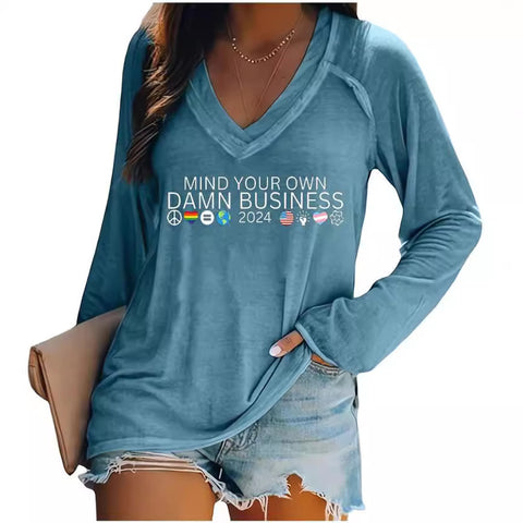 Women's V-neck long sleeve horror red graffiti 3D digital printing m301556