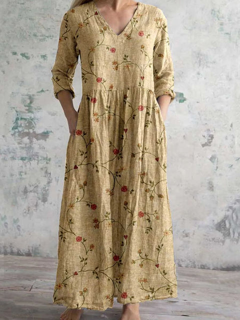 Women's fashion floral print medium and long dress m301039