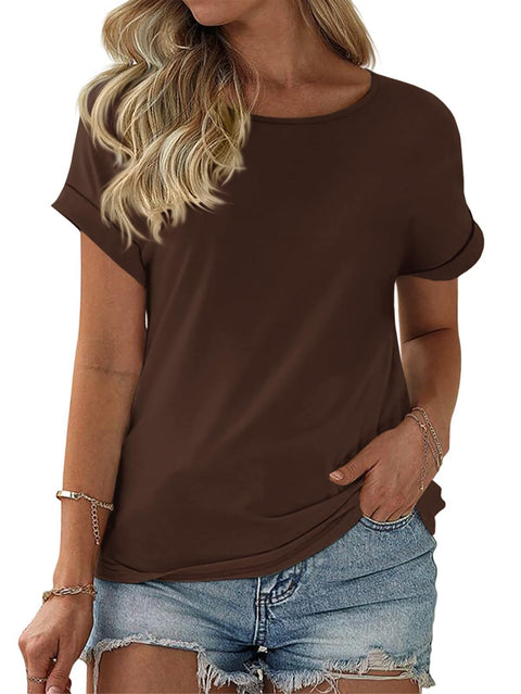 Color matching crew neck versatile casual women's top m302620