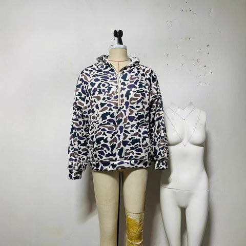 Printed hooded sweater hip-hop hoodie jacket American retro long-sleeved sweater women