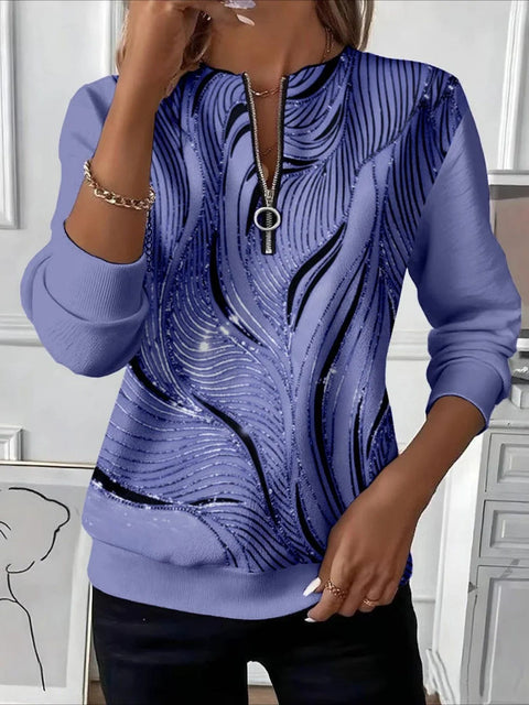 Printed shoulder sleeves long sleeves sweater m302295