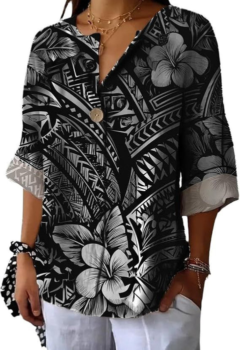 Fashion Women's Coconut Button Long Sleeve Shirt m302752