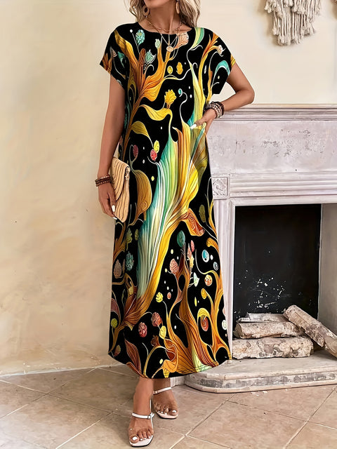 Short sleeve printed elegant fashion dress m301202