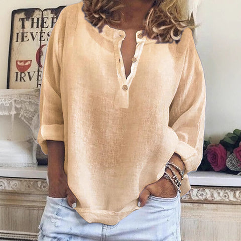 Long sleeve cotton and linen shirt m302917