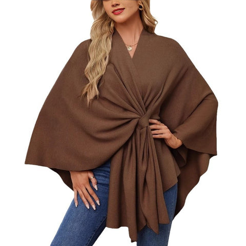 Ladies Elegant One Piece Solid Color Soft Shawl Jacket Cloak Top m301329