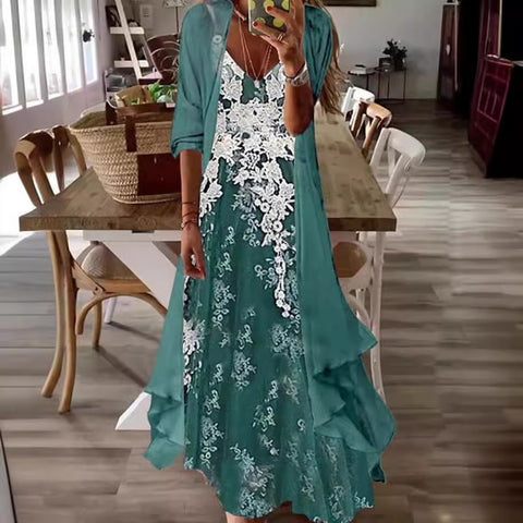Holiday suspender long skirt Indian style swing skirt two-piece set m302893
