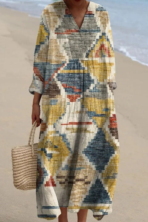 Ladies casual floral 3D printing sleeve dress m301071