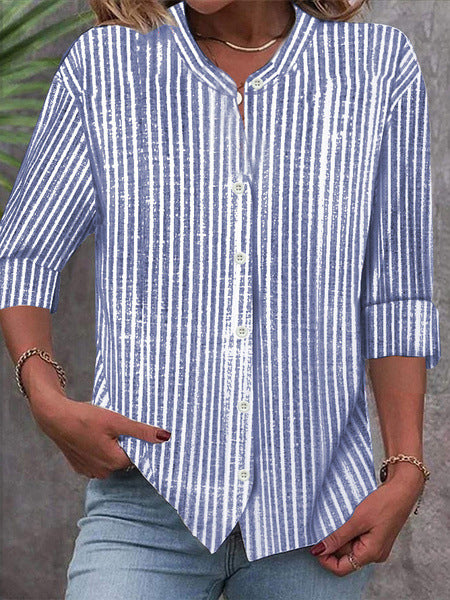 Women's long-sleeved loose 3D digital printing button-down shirt m302466