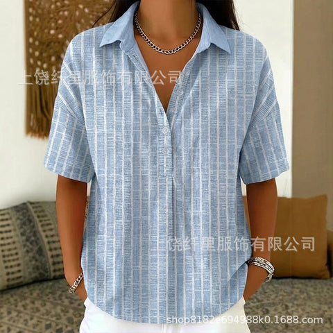 Summer shirt button-down collar pullover top m302960
