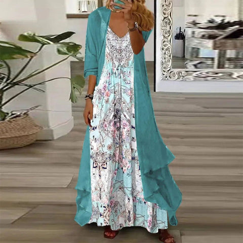 Holiday suspender long skirt Indian style swing skirt two-piece set m302893