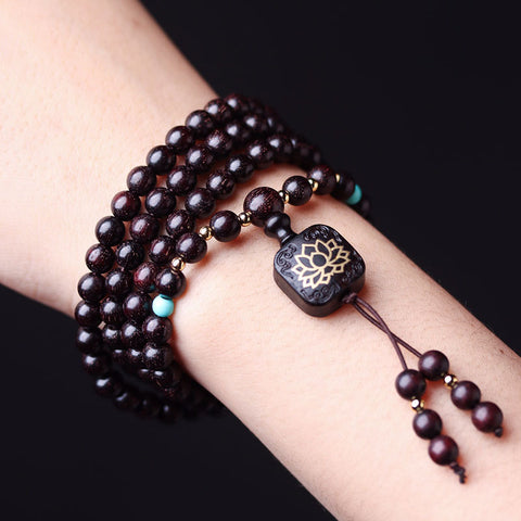 Red sandalwood bracelet Zambia blood sandalwood 0.6 Buddha beads DIY with flat lotus pendant men's and women's bracelet m3331316