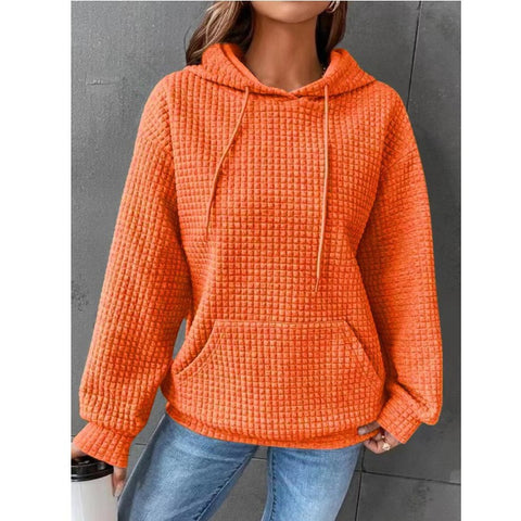 Loose pullover hooded long-sleeved sweater women's drawstring shoulder kangaroo pocket hoodie m301919