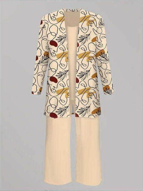 Jacket with vest top and elegant slacks 3-piece women's set m302760