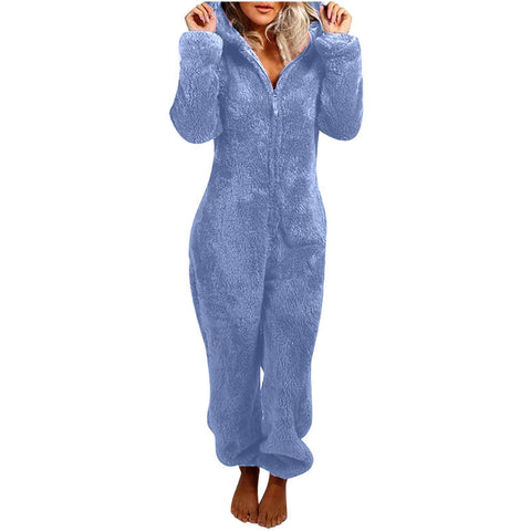 Fleece Thickened Fluffy Jumpsuit Hooded Pajamas m302166