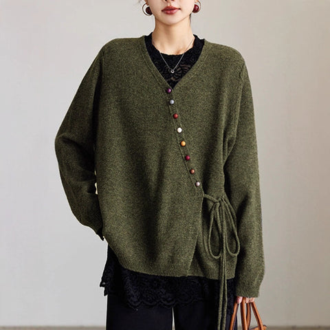 Popular cardigan wool sweater women's loose top jacket m301995