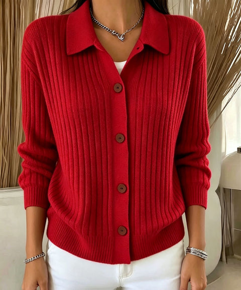 Polo neck sweater jacket women's autumn and winter outer design sense niche lazy knitted cardigan FF303361