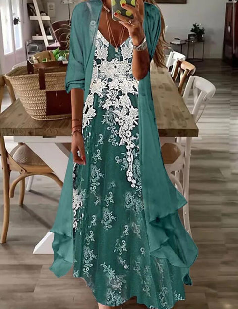 Holiday suspender long skirt Indian style swing skirt two-piece set m302893