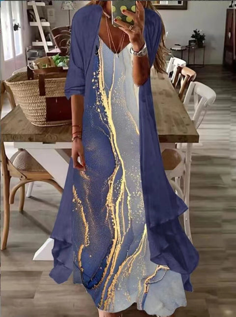 Holiday suspender long skirt Indian style swing skirt two-piece set m302893
