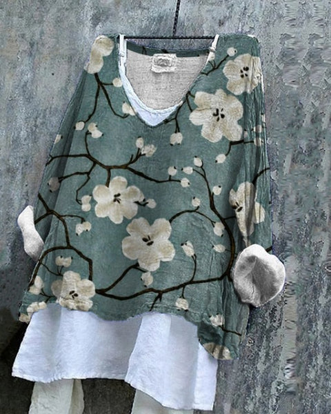 V-neck single piece long sleeve 3D digital printing m301043