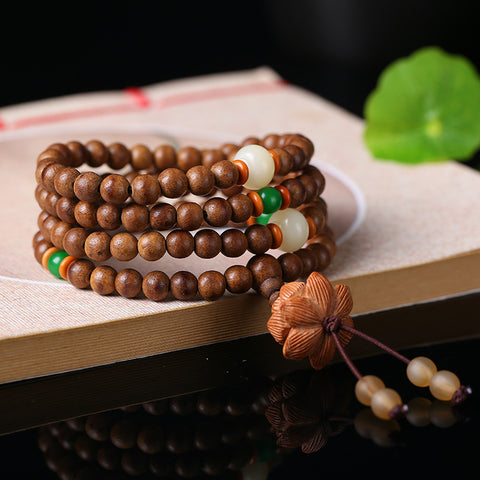 Kalimantan agarwood bracelet, sweet fragrance agarwood necklace, sweater chain, simple agarwood 108 Buddha beads m3331317