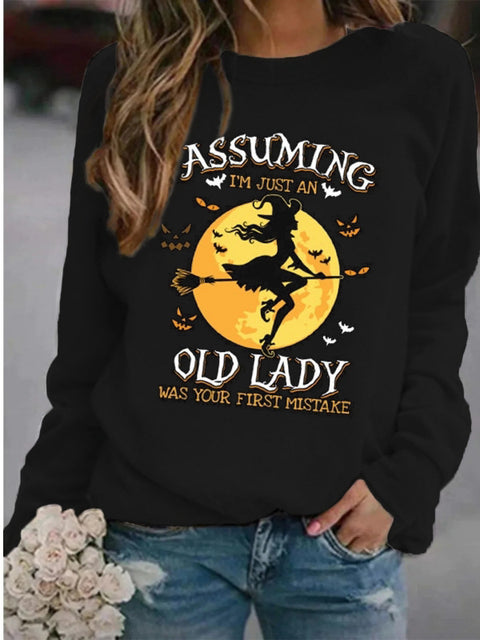 Crew neck T-shirt women's long-sleeved loose printed top m300648