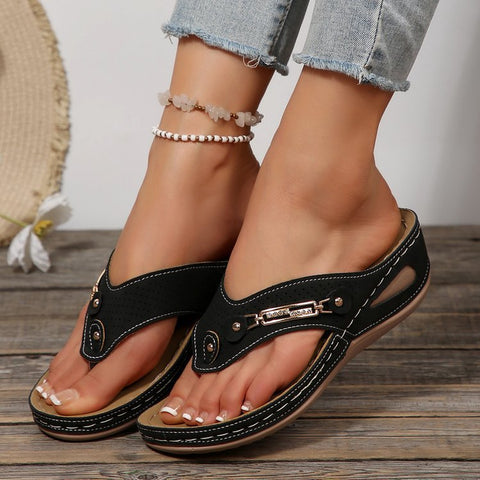 European and American slope heel flip-flops women's cool slippers m302828