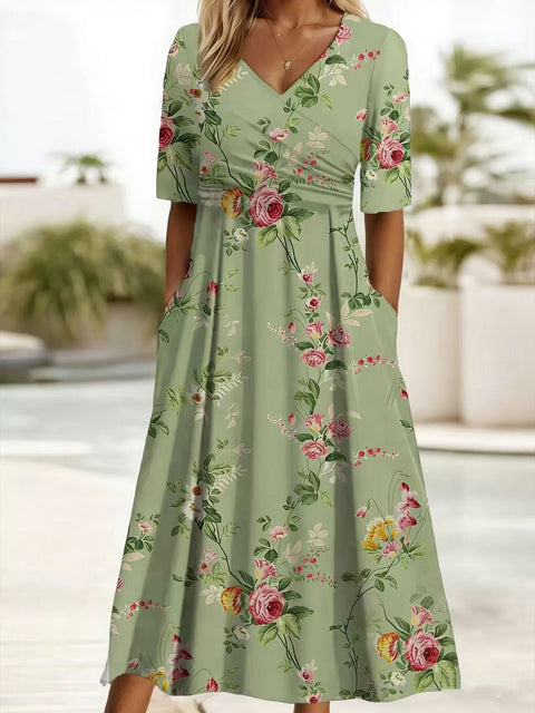 Summer v-neck pocket dress m302897