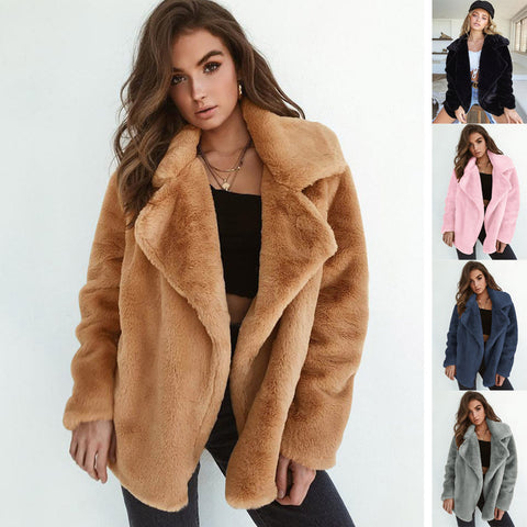 Fashion autumn and winter style plush lapel women's woolen coat women's m302193