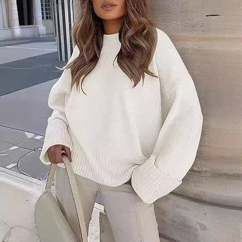 Women's sweater women's autumn and winter round neck pullover loose plush thick m301609