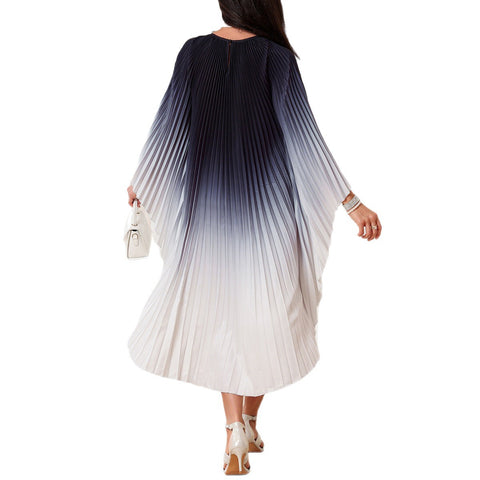 Elegant organ pleated cape long dress dress m301386