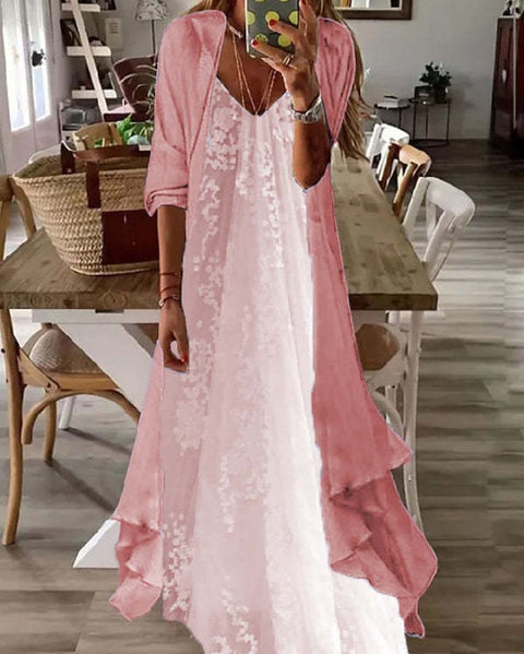 Holiday suspender long skirt Indian style swing skirt two-piece set m302893